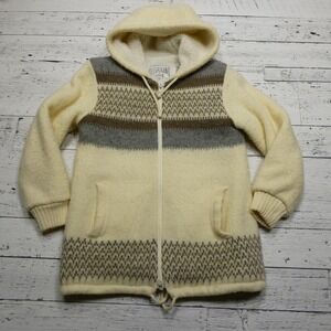 VINTAGE Outerbound by HMS Sweater Mens Medium Hooded Full Zip Sherpa Wool 90s